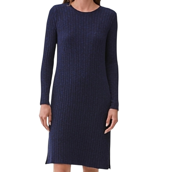 Michael Stars Dresses & Skirts - Michael Stars Dress Ivy Ribbed Crewneck Midi Dress Moziac Blue Medium